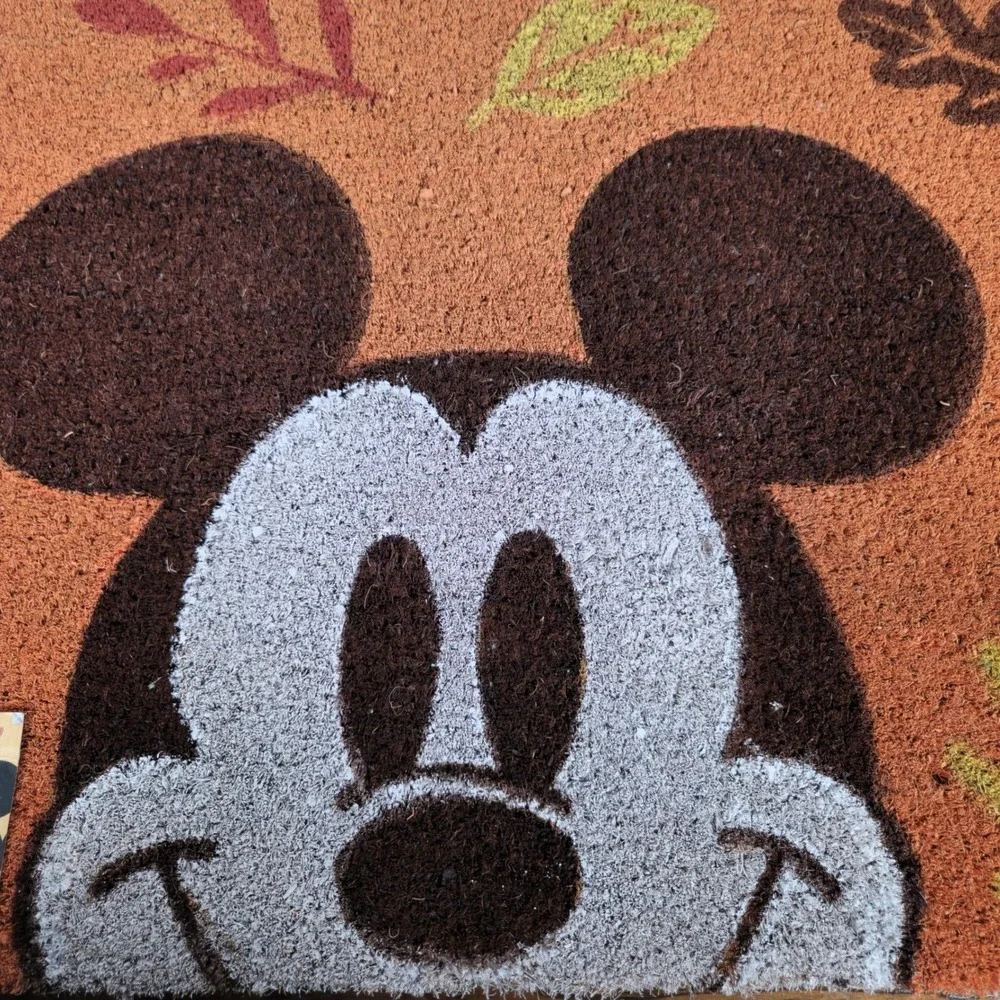 Disney Mickey Mouse Fall Leaves Coir Doormat Orange 18 x 30